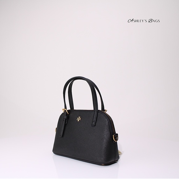 Tory Burch Emerson Dome Satchel Crossbody In Black - Picture 3 of 10